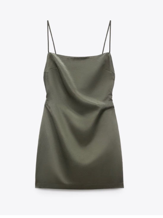 Zara Dresses & Skirts - NWT Zara Olive Green Satin Slip Tie Back Dress